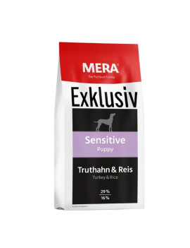 MERA EXKLUSIV sensitive сухий корм для цуценят з індичкою та рисом 15 кг