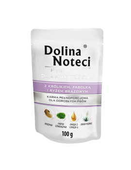 Пауч Dolina Noteci Premium для собак маленьких порід з кроликом,квасолею та корич, рисом, 100 г