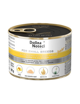 Корм консервований Dolina Noteci Premium для цуценят,юніорів собак маленьких порід з курячим шлунком та печінкою теляти 185 гр