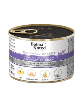 Корм консервований Dolina Noteci Premium для цуценят,юніорів собак маленьких порід з печінкою кролика та язиком оленя 185 гр