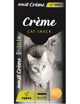 AnimAll Сrème Ласощі для котів зі смаком курки 15 г х 6 шт
