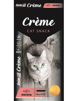 AnimAll Сrème Ласощі для котів зі смаком лосося 15 г х 6 шт