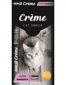 AnimAll Сrème Ласощі для котів зі смаком макрелі 15 г х 6 шт