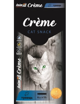 AnimAll Сrème Ласощі для котів зі смаком тунця 15 г х 6 шт