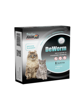 AnimAll VetLine DeWorm антигельмінтний препарат для котів та кошенят (0,5 г × 6 табл.)