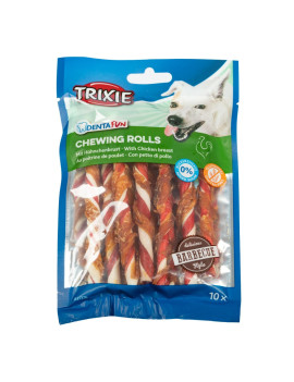 Ласощі Trixie Denta Fun Chewing Rolls для собак Паличка для чищення зубів з куркою 12 см, 10 шт