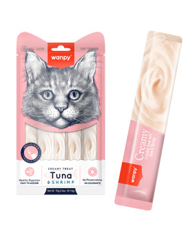Wanpy Creamy Lickable Treats Tuna & Shrimp ВАНПІ ТУНЕЦЬ З КРЕВЕТКАМИ рідкі ласощі для котів, 14гр х 5шт