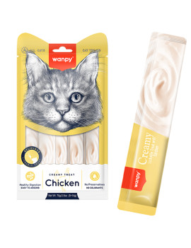 Wanpy Creamy Lickable Treats Chicken ВАНПІ КУРКА рідкі ласощі для котів, 14гр х 5шт