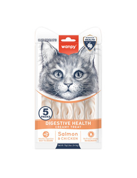 Wanpy Functional Creamy Lickable Treat Digestive Health здорове травлення функціональні рідкі ласощі для котів із чутливим травленням, 14гр х 5шт