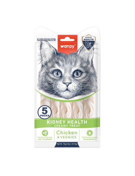 Wanpy Functional Creamy Lickable Treat Kidney Health здоров’я нирок функціональні рідкі ласощі для котів із нирковою недостатністю, 14гр х 5шт
