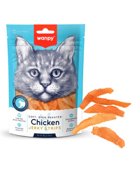 Wanpy Soft Chicken Jerky Strips ВАНПІ ФІЛЕ КУРЯЧЕ В'ЯЛЕНЕ СМУЖКИ ласощі для котів 80г