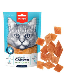 Wanpy Chicken Jerky Bites Ласощі для котів шматочки курячі в'ялені 80г