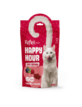 Reflex Plus Happy Hour Love Edition ласощі для котів з куркою та лососем 60г
