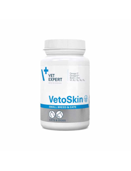 Vet Expert VetoSkin Small breed&cat Нутрицевтична добавка для підтримання здоров'я шкіри та якості шерсті у котів і собак малих порід, 60 кап.