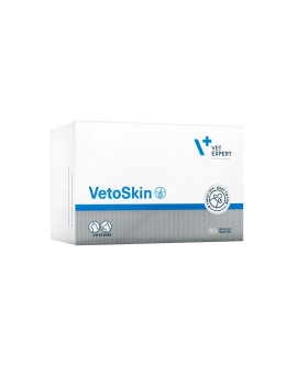 Vet Expert VetoSkin Нутрицевтична добавка для підтримання здоров'я шкіри та якості шерсті у котів і собак, 60 кап.