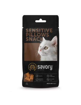 Хрумкі ласощі Savory Cats Snacks Pillows Sensitive для дорослих котів з чутливим травленням, 60 г