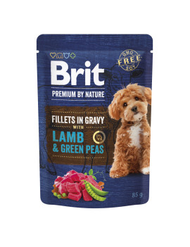 Корм вологий Brit Premium Fillets in Gravy Lamb & Green Peas для собак малих порід філе в соусі ягня і зелений горошок 85 г