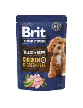 Корм вологий Brit Premium Fillets in Gravy Chicken & Green Peas для собак малих порід філе в соусі курка і зелений горошок 85 г