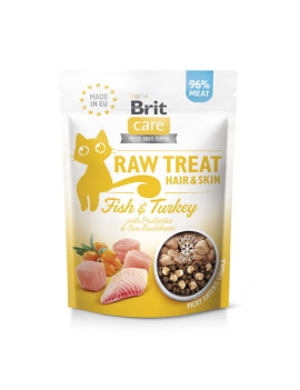 Ласощі для котів Brit Raw Treat Hair & Skin Freeze-dried з рибою та індичкою, 40 г