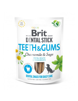 Ласощі для собак Brit Dental Stick Teeth & Gums здорові ясна та зуби, ромашка і шавлія, 7 шт, 251 г