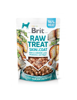 Ласощі для собак Brit Raw Treat freeze-dried Skin and Coat для шкіри та шерсті, риба і курка, 40 г
