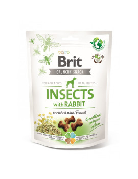Ласощі для собак Brit Care Dog Crunchy Cracker Insects with Rabbit для імунітету, комахи, кролик і фенхель, 200 г