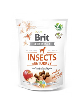Ласощі для собак Brit Care Dog Crunchy Cracker Insects with Turkey для підтримки ваги, комахи, індичка та яблуко, 200 г