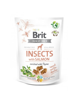 Ласощі для собак Brit Care Dog Crunchy Cracker Insects with Salmon для чутливого травлення, комахи, лосось і чебрець, 200 г