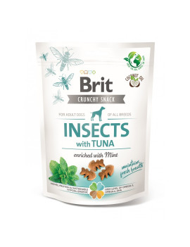 Ласощі для собак Brit Care Dog Crunchy Cracker Insects with Tuna для свіжості подиху комахи, тунець, м'ята, 200 г