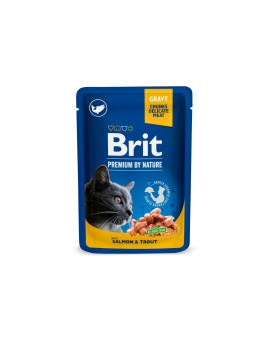 Вологий корм для котів Brit Premium Cat pouch з лососем і фореллю, 100 г