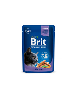 Вологий корм для котів Brit Premium Cat pouch з тріскою, 100 г