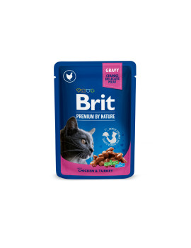 Вологий корм для котів Brit Premium Cat pouch Chicken & Turkey з куркою та індичкою, 100 г