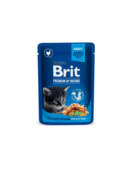 Вологий корм для кошенят Brit Premium Cat pouch Chicken Chunks for Kitten з куркою, 100 г