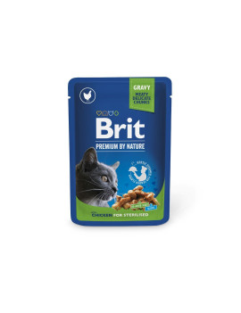 Вологий корм для стерилізованих котів Brit Premium Cat pouch Chicken Slices for Sterilised з куркою, 100 г