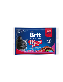 Набір вологих кормів для котів Brit Premium Cat pouch «М'ясна тарілка», 4 шт. х 100 г