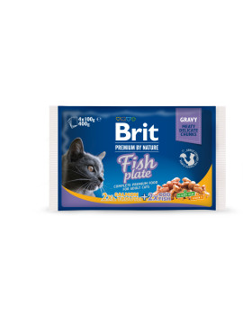 Набір вологих кормів Brit Premium Cat Pouch «Рибна тарілка» для котів, 4 шт х 100 г