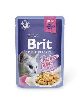 Вологий корм для котів Brit Premium Cat pouch Chicken Fillets in Jelly філе курки в желе, 85 г 