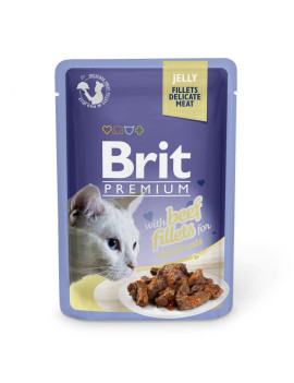 Вологий корм для котів Brit Premium Cat pouch Beef Fillets in Jelly філе яловичини в желе, 85 г 