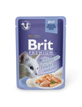Вологий корм для котів Brit Premium Cat pouch Salmon Fillets in Jelly філе лосося в желе, 85 г 
