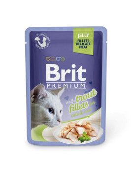 Вологий корм для котів Brit Premium Cat pouch Trout Fillets in Jelly філе форелі в желе, 85 г 