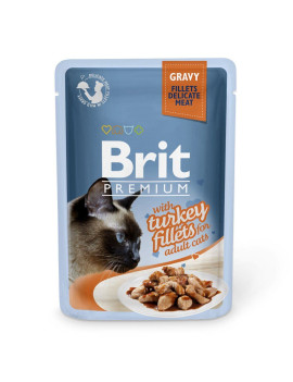 Вологий корм для котів Brit Premium Cat pouch Turkey Fillets in Gravy філе індички в соусі, 85 г 