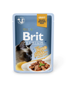 Вологий корм для котів Brit Premium Cat pouch Tuna Fillets in Gravy філе тунця в соусі, 85 г