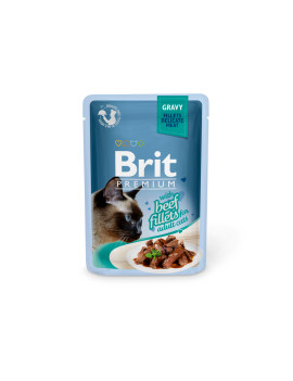 Вологий корм для котів Brit Premium Cat pouch Beef Fillets in Gravy філе яловичини в соусі, 85 г 