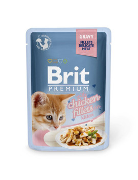 Вологий корм для кошенят Brit Premium Cat pouch Chicken Fillets in Gravy for Kitten філе курки в соусі, 85 г