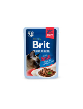 Корм вологий Brit Premium Delicate Fillets in Gravy Lamb for Sterilised для стерилізованих котів філе в соусі ягня 85 г