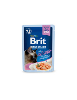 Корм вологий Brit Premium Delicate Fillets in Gravy Salmon For Sterilised для стерилізованих котів філе в соусі лосось 85 г