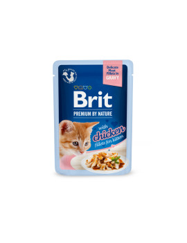 Корм вологий Brit Premium Delicate Fillets in Gravy Chicken for Kitten для кошенят філе в соусі курка 85 г