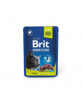 Вологий корм Brit Premium Cat pouch для стерилізованих котів, ягнятина, 100 г