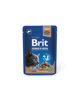 Вологий корм Brit Premium Cat pouch для стерилізованих котів, печінка, 100 г