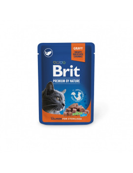 Вологий корм Brit Premium Cat pouch для стерилізованих котів, лосось, 100 г